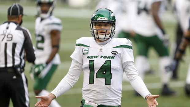 Jets QB Sam Darnold reacts to blowout loss to Seahawks